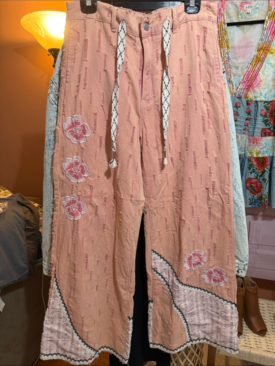 POL Pants - POL related pants with patchwork and destressing.